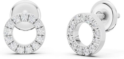 مجموعة Dazzlingrock أقراط دائرية من الألماس الأبيض على شكل دائرة مجوفة للنساء (0.10 قيراط، اللون I-J، الوضوح I2-I3) من الفضة الإسترلينية 925 in Saudi Arabia