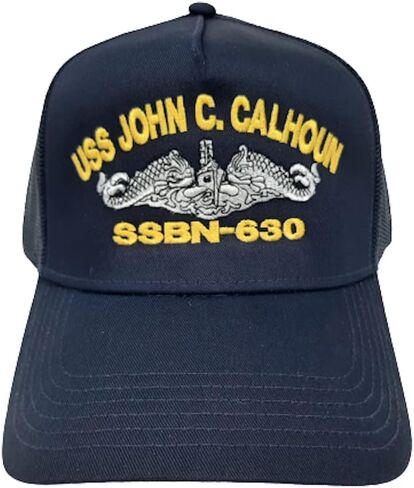 USS John C. Calhoun SSBN-630 Submarine Boat Ship Baseball Cap Blue Mesh Snapback 3.5 inch Profile Cotton Front Panel in Saudi Arabia