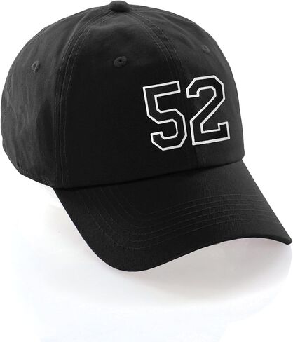 I&W Hatgear Customized Number Hat 00 to 99 Team Colors Baseball Cap, Black Hat White Black in Saudi Arabia