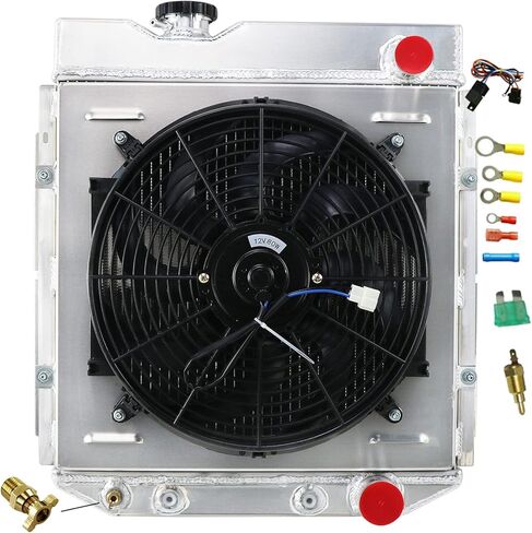 مشعاع ألومنيوم ل 1964 1965 1966 64 65 66 فورد موستانج فالكون رانشيرو شيلبي GT-350H 4 صف المبرد كفن مروحة التتابع عدة in Kuwait