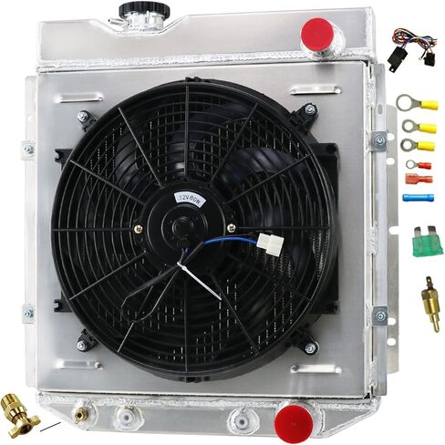 مشعاع ألومنيوم ل 1964 1965 1966 64 65 66 فورد موستانج فالكون رانشيرو شيلبي GT-350H 4 صف المبرد كفن مروحة التتابع عدة in Kuwait