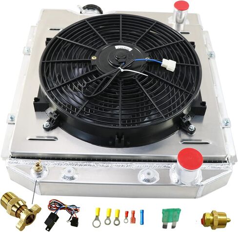 مشعاع ألومنيوم ل 1964 1965 1966 64 65 66 فورد موستانج فالكون رانشيرو شيلبي GT-350H 4 صف المبرد كفن مروحة التتابع عدة in Kuwait