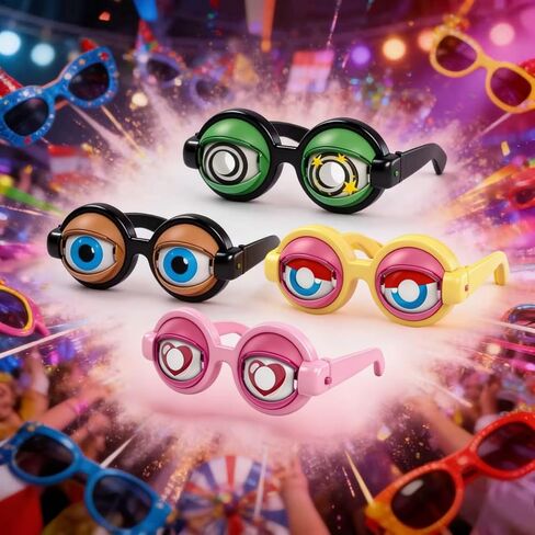 Funny Prop Glasses, Blinking Eye Glasses, Crazy Eyes Kinetic Winking Glasses, Novelty Funny Party Costume Props For Adults in Saudi Arabia