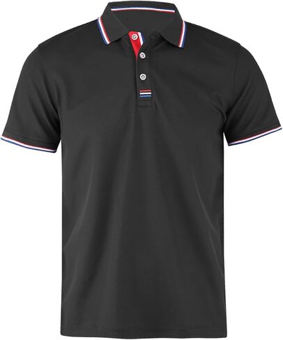 Men's Polo Shirts Solid Slim Fit Short Sleeve - Athletic Casual Polos Pure Black in Saudi Arabia