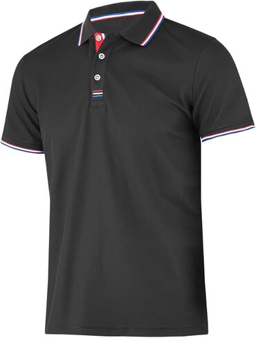 Men's Polo Shirts Solid Slim Fit Short Sleeve - Athletic Casual Polos Pure Black in Saudi Arabia