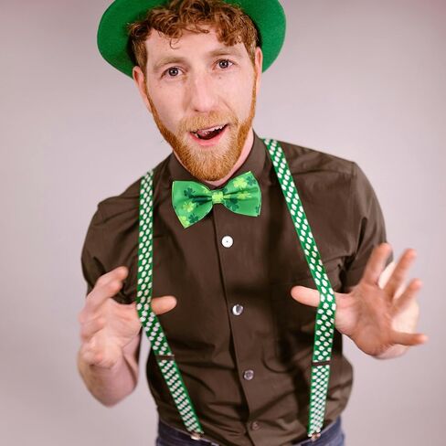 بدلة أزياء Nanou St. Patrick's Day Party Leprechaun، قبعة Leprechaun خضراء، ملحق 4 قطع (قبعة، لحية، ربطة عنق، ربطة عنق) in Saudi Arabia