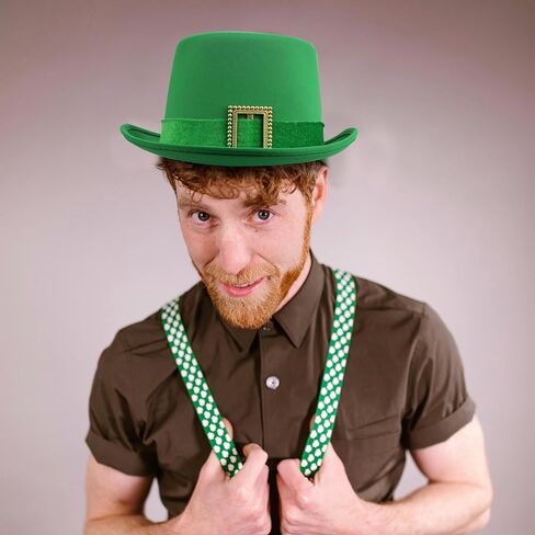 بدلة أزياء Nanou St. Patrick's Day Party Leprechaun، قبعة Leprechaun خضراء، ملحق 4 قطع (قبعة، لحية، ربطة عنق، ربطة عنق) in Saudi Arabia