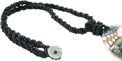 Iridescent Paua Abalone Shell Necklace, Natural Cone Shell Shiva Eye Necklace, Handmade 20 Inches Beaded Abalone Necklace, Seashell Necklace Jewelry AA207 in Saudi Arabia