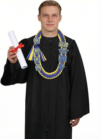 قلادة ZenNex Graduation Leis 2026 مصنوعة يدويًا بشريط Lei مزدوج الشريط مع رقع GRAD لإكسسوارات حفلات التخرج من المدرسة الثانوية in Kuwait