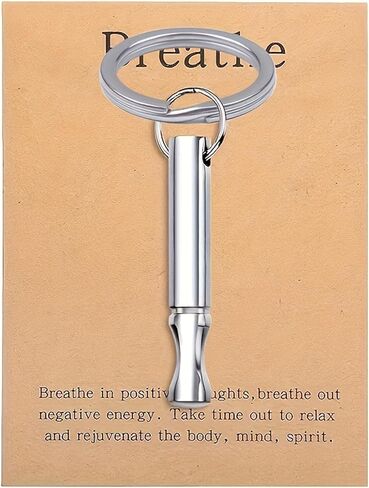 اليقظه التنفس المفاتيح تخفيف التوتر قلادة الفولاذ المقاوم للصدا القلق التنفس المفاتيح للنساء الرجال in Kuwait