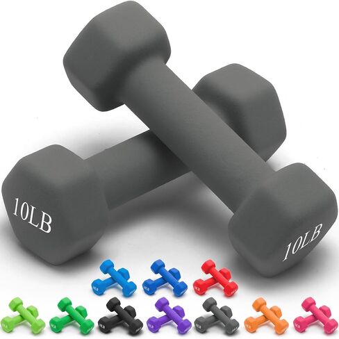 Portzon Weights Dumbbells 10 Colors Options Compatible with Set of 2 Neoprene Dumbbells Set,1-15 LB, Anti-Slip, Anti-roll, Hex Shape in Saudi Arabia