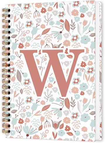 nvucamd Customized Letter W Journaling Notebooks, Initial Monogrammed Gifts Office Supplies for Women, Personalized Monogram Aesthetic Spiral Notebook, Custom Initial Journal Notebook,5.5x8.11inch in Saudi Arabia