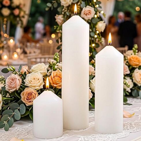 12 عبوة من الشموع البيضاء للقطعة المركزية، 2 × 3 2 × 6 2 × 8 بوصة، شموع زفاف كلاسيكية غير معطرة للإعصار، شموع بدون قطرات وبدون دخان للحفلات، ديكور المنزل، الرفوف in Kuwait
