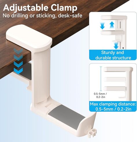 حامل أكواب مكتب 4 في 1 مع مساحة تخزين - حامل أكواب مثبت أسفل المكتب وشماعة سماعة رأس دوارة، فتحتين سلكيتين مدمجتين، حجرة تخزين قابلة للفصل للأكواب والهواتف والأقلام وملحقات سطح المكتب in Kuwait