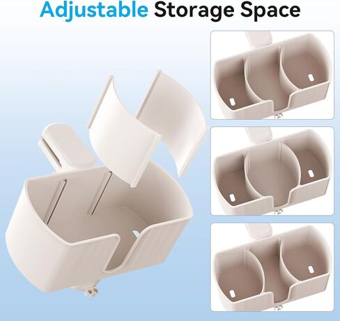 حامل أكواب مكتب 4 في 1 مع مساحة تخزين - حامل أكواب مثبت أسفل المكتب وشماعة سماعة رأس دوارة، فتحتين سلكيتين مدمجتين، حجرة تخزين قابلة للفصل للأكواب والهواتف والأقلام وملحقات سطح المكتب in Kuwait