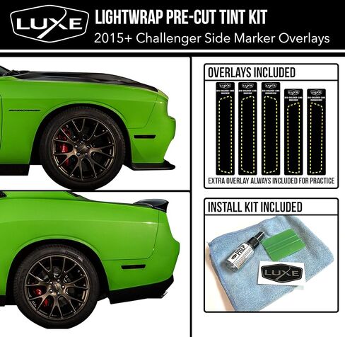Luxe Auto Concepts Dark Smoke Side Marker Tint Kit for 2015-2023 Dodge Challenger | Exact Cut Dry Application LightWrap Vinyl Film with Air Release Channels in Saudi Arabia