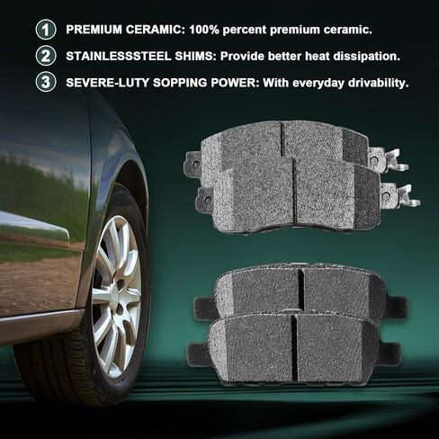 D905 D1650 Front Rear Ceramic Brake Pads Set For Nissan Altima 2013 2014 2015 2016 2017 2018 2019 2020 2021 2022 2023,For Nissan Leaf 2014 2015 2016 2017,8PCS in Saudi Arabia