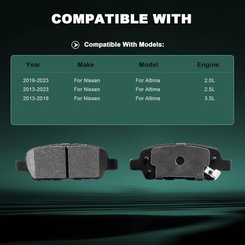 D905 D1650 Front Rear Ceramic Brake Pads Set For Nissan Altima 2013 2014 2015 2016 2017 2018 2019 2020 2021 2022 2023,For Nissan Leaf 2014 2015 2016 2017,8PCS in Saudi Arabia