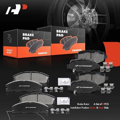 A-Premium Front and Rear Ceramic Disc Brake Pads Set Compatible with Select Ford and Lincoln Models - Taurus, Explorer, Flex, Police Interceptor Sedan/Utility, Special Service Police Sedan, MKS, MKT in Saudi Arabia