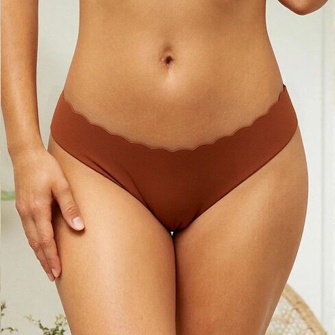 6-Pack Women Seamless Underwear Set, Sexy Solid Low-Waist Breathable Heart-Shaped Back Design, Comfortable and No-Show Fit in Saudi Arabia