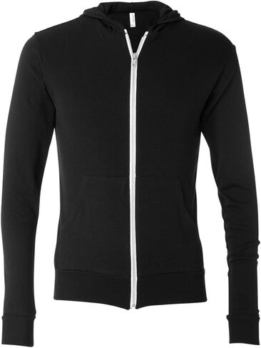 Bella Canvas Men's Full Zip Fleece Hoodie, Solid Black Triblend, Medium in Saudi Arabia