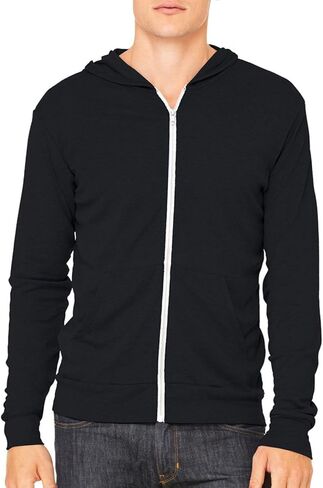 Bella Canvas Men's Full Zip Fleece Hoodie, Solid Black Triblend, Medium in Saudi Arabia
