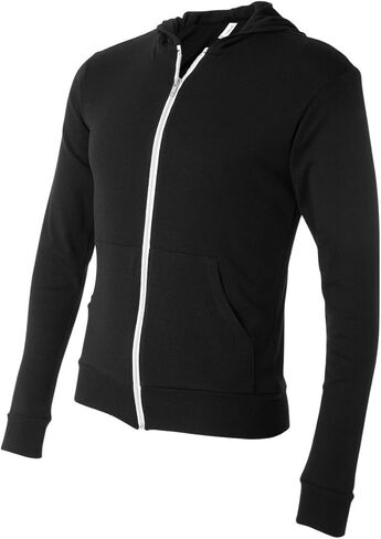 Bella Canvas Men's Full Zip Fleece Hoodie, Solid Black Triblend, Medium in Saudi Arabia