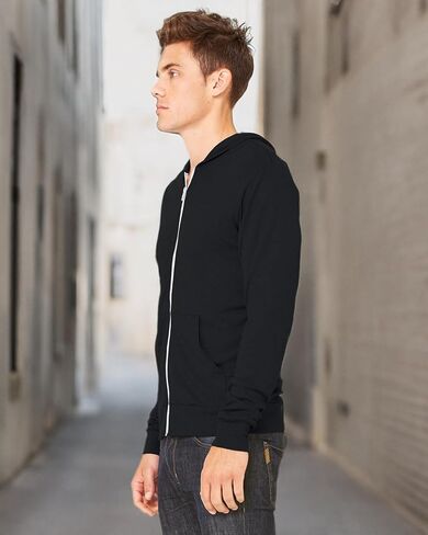 Bella Canvas Men's Full Zip Fleece Hoodie, Solid Black Triblend, Medium in Saudi Arabia