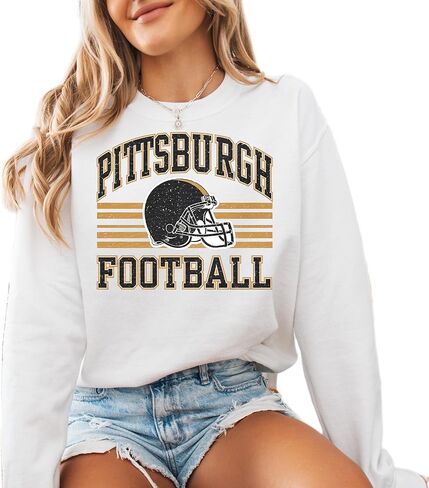 Distressed Pittsburgh Football Retro Crewneck Sweatshirt – Vintage College Sports Style – Cozy Unisex Gameday Pullover in Saudi Arabia