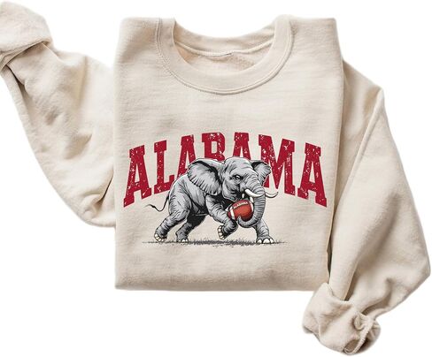 Alabama Elephant Football Sweatshirt – Vintage Sport Grey Crewneck Pullover – Retro Game Day Apparel for Men & Women in Kuwait