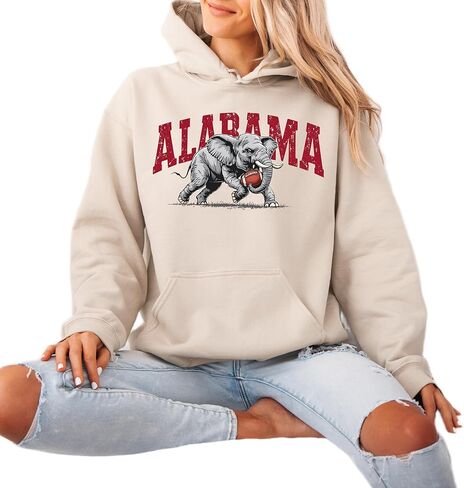 Alabama Elephant Football Sweatshirt – Vintage Sport Grey Crewneck Pullover – Retro Game Day Apparel for Men & Women in Kuwait