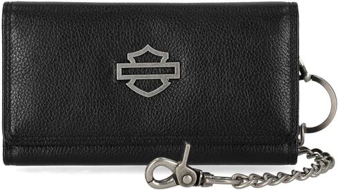 Harley-Davidson Men's Open B&S Trucker Biker Chain Leather Wallet, Black in Saudi Arabia