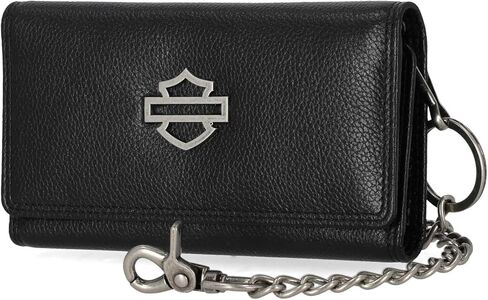 Harley-Davidson Men's Open B&S Trucker Biker Chain Leather Wallet, Black in Saudi Arabia