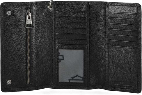 Harley-Davidson Men's Open B&S Trucker Biker Chain Leather Wallet, Black in Saudi Arabia