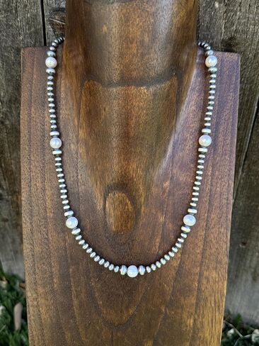 Southwestern Sterling Silver Freshwater Pearls 4mm Bead Necklace 18 Inch Gift in Kuwait