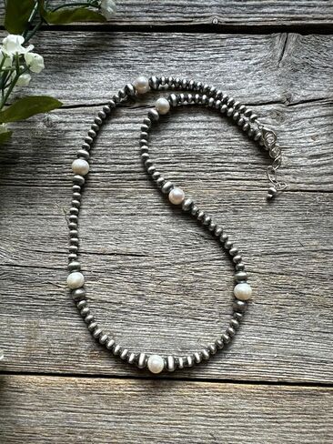 Southwestern Sterling Silver Freshwater Pearls 4mm Bead Necklace 18 Inch Gift in Kuwait