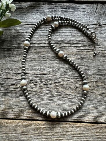 Southwestern Sterling Silver Freshwater Pearls 4mm Bead Necklace 18 Inch Gift in Kuwait