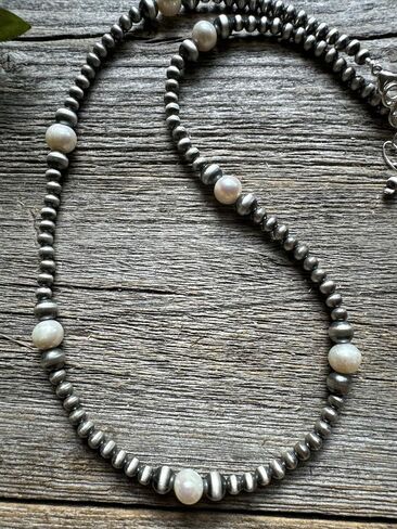 Southwestern Sterling Silver Freshwater Pearls 4mm Bead Necklace 18 Inch Gift in Kuwait