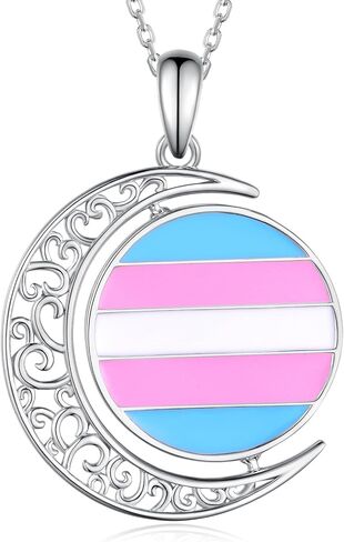 Trans Pride Necklace Sterling Silver Trans Necklace Pride Jewelry for Transgender in Saudi Arabia