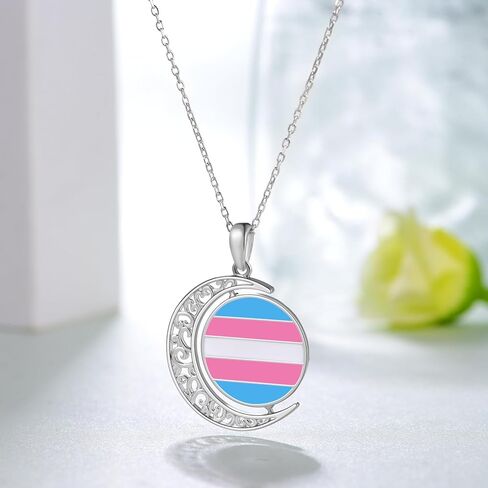 Trans Pride Necklace Sterling Silver Trans Necklace Pride Jewelry for Transgender in Saudi Arabia