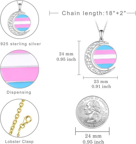 Trans Pride Necklace Sterling Silver Trans Necklace Pride Jewelry for Transgender in Saudi Arabia