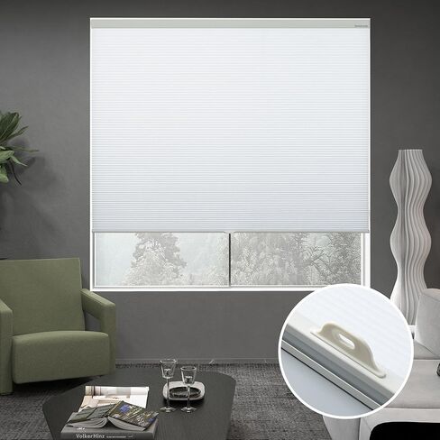 ستائر خلوية لاسلكية من الأعلى إلى الأسفل على شكل قرص العسل، ظلال النوافذ مع عزل حراري، سهلة التركيب بحجم مخصص للمنزل والمكتب، أبيض 48 بوصة عرض × 72 بوصة ارتفاع in Kuwait