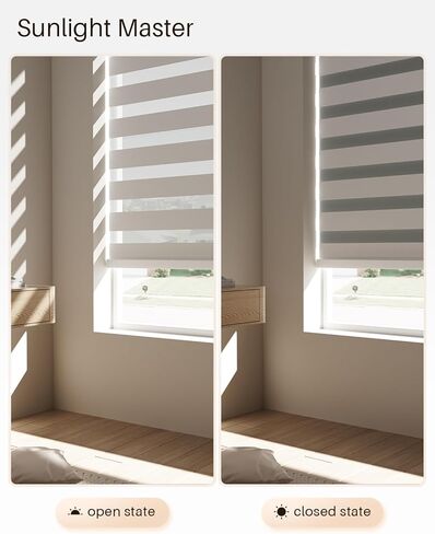 Smart Zebra Blinds for Windows, Alexa Motorized Blinds with Remote Control, Automatic Electric Power Zebra Shades for Indoor Windows (23" W x 72" H, White) in Kuwait