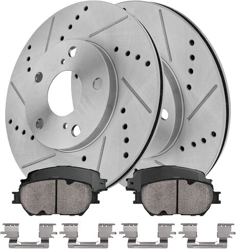 Front Brake Kit for 2002 2003 2004 2005 2006 Toyota Camry, Ceramic Brake Pads and Rotors Kit, Drilled and Slotted Brakes Replacement [10.83" Rotor] in Kuwait