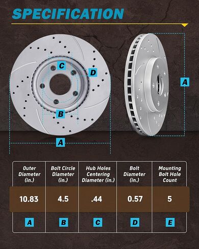 Front Brake Kit for 2002 2003 2004 2005 2006 Toyota Camry, Ceramic Brake Pads and Rotors Kit, Drilled and Slotted Brakes Replacement [10.83" Rotor] in Kuwait