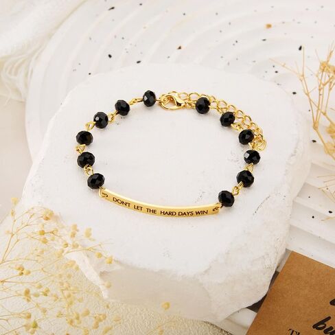 لا تدع الأيام الصعبة تفوز بسوار - ملهمة لا تدع الأيام الصعبة تفوز بسوار قابل للتعديل هدايا مجوهرات مطرزة، الفولاذ المقاوم للصدأ محفور عليه كلمة تحفيزية للنساء والرجال in Kuwait