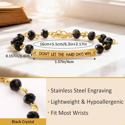 لا تدع الأيام الصعبة تفوز بسوار - ملهمة لا تدع الأيام الصعبة تفوز بسوار قابل للتعديل هدايا مجوهرات مطرزة، الفولاذ المقاوم للصدأ محفور عليه كلمة تحفيزية للنساء والرجال in Kuwait