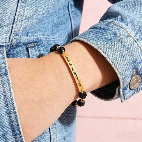 لا تدع الأيام الصعبة تفوز بسوار - ملهمة لا تدع الأيام الصعبة تفوز بسوار قابل للتعديل هدايا مجوهرات مطرزة، الفولاذ المقاوم للصدأ محفور عليه كلمة تحفيزية للنساء والرجال in Kuwait