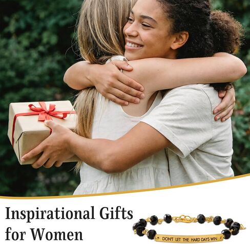 لا تدع الأيام الصعبة تفوز بسوار - ملهمة لا تدع الأيام الصعبة تفوز بسوار قابل للتعديل هدايا مجوهرات مطرزة، الفولاذ المقاوم للصدأ محفور عليه كلمة تحفيزية للنساء والرجال in Kuwait