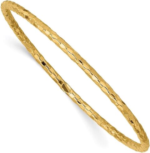 14K Yellow Gold Polished Textured Slip-on Bangle Bracelet in Saudi Arabia